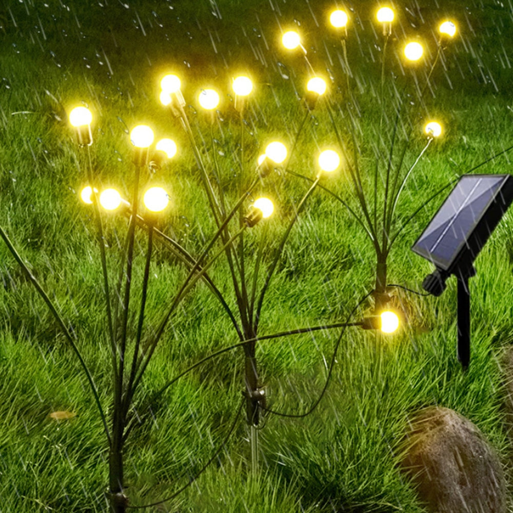 Ildfluelys til haven (2-pak) – Solcellelamper på spyd, 70 cm, 6 LED