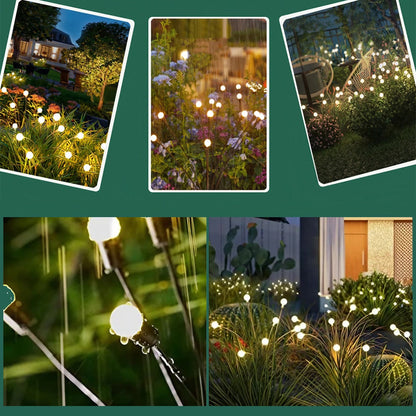 Ildfluelys til haven (2-pak) – Solcellelamper på spyd, 70 cm, 6 LED