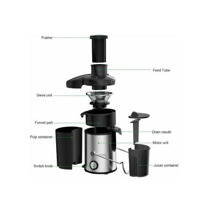 Juicepresser med kande 800W (1.25 liter frugtkøds beholder)
