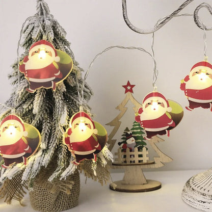 Lyskæde 2 Meter med 10 Tykke Julemænd - Batteridrevet -