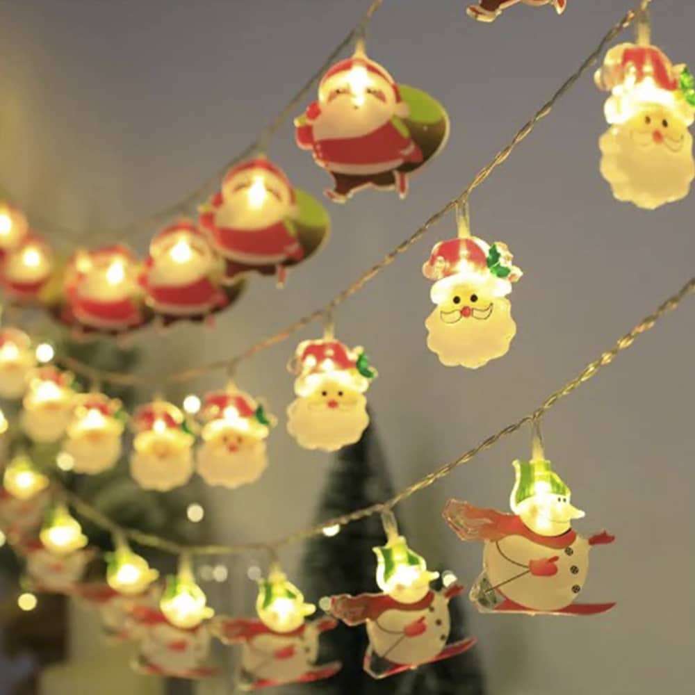Lyskæde 2 Meter med 10 Tykke Julemænd - Batteridrevet -
