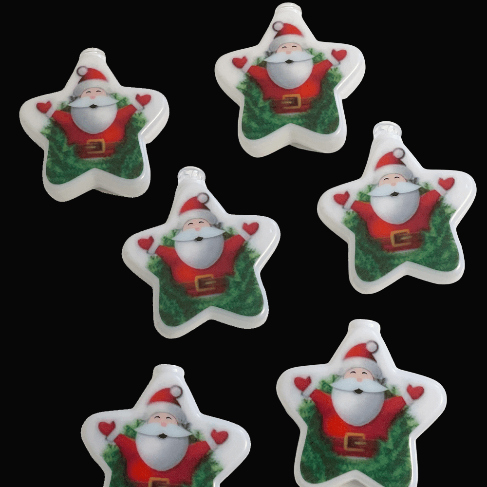 LED-lyskæde Julemænd stjerner 10 stk. i grantræ (2.5 meter)