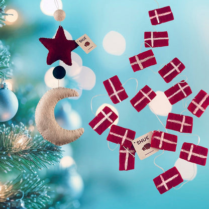 Julepynt Måne, Stjerne og planeter - Håndlavet - 100% ren uld