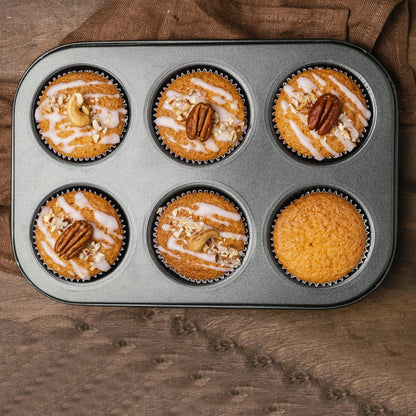 Muffinform (6 eller 12 stk.) i Sort Stål - bag Lækkerier med Lethed!