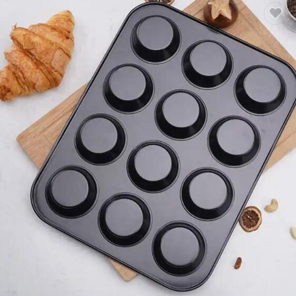 Muffinform (6 eller 12 stk.) i Sort Stål - bag Lækkerier med Lethed!