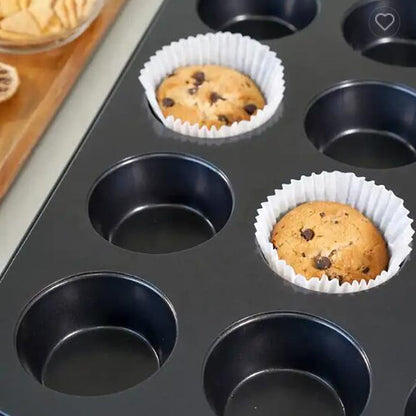 Muffinform (6 eller 12 stk.) i Sort Stål - bag Lækkerier med Lethed!