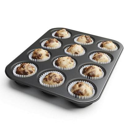 Muffinform (6 eller 12 stk.) i Sort Stål - bag Lækkerier med Lethed!