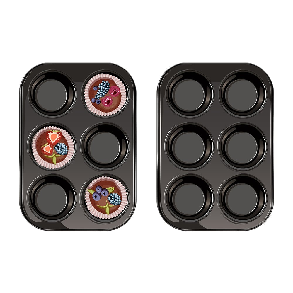 Muffinform (6 eller 12 stk.) i Sort Stål - bag Lækkerier med Lethed!
