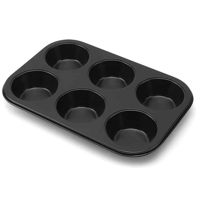 Muffinform (6 eller 12 stk.) i Sort Stål - bag Lækkerier med Lethed!