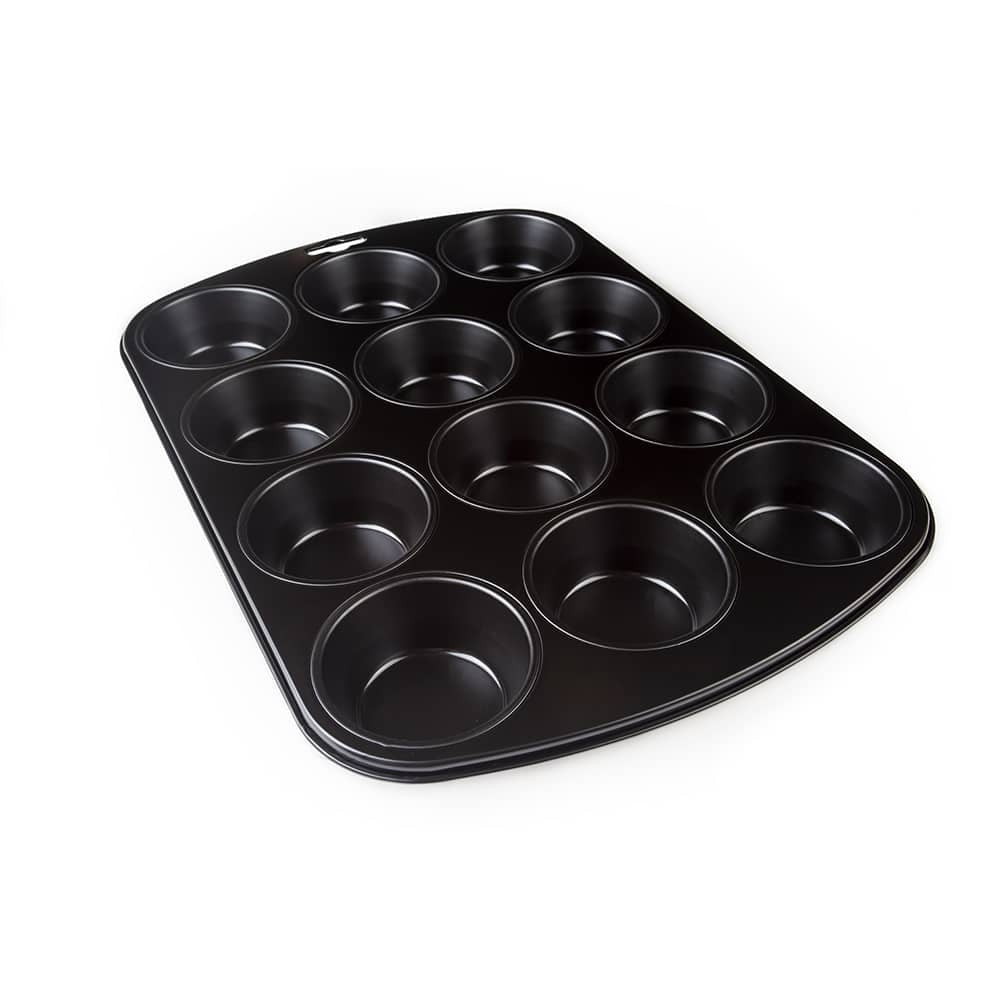 Muffinform (6 eller 12 stk.) i Sort Stål - bag Lækkerier med Lethed!