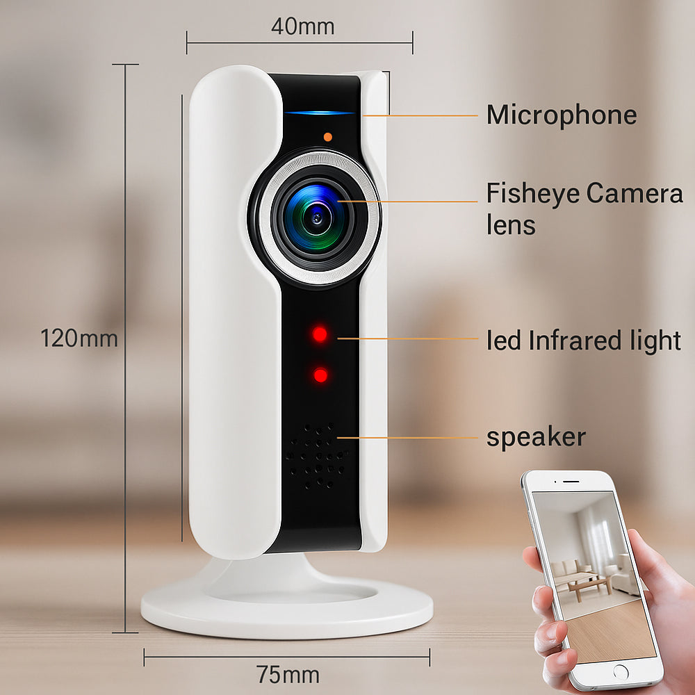 WiFi IP Overvågningskamera med 360° visning og 2-vejs lyd