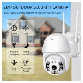 WiFi IP Overvågningskamera HD m. tilt funktion, nattesyn, bevægelsesdetektion, 2-vejs lyd, vandtæt