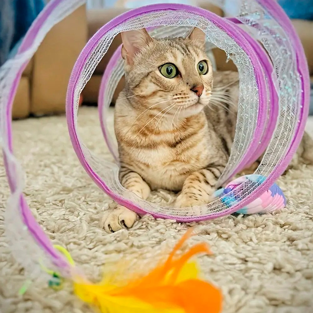 Kattetunnel med mus og klokke