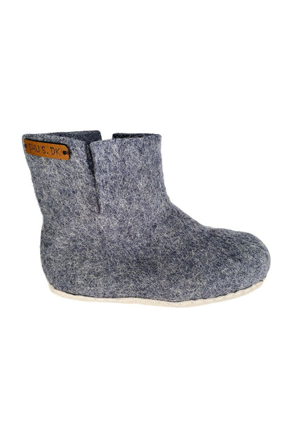 Uldstøvle Børn (100% ren uld) - Model Denim m/sål i skind - Dansk Design fra SHUS