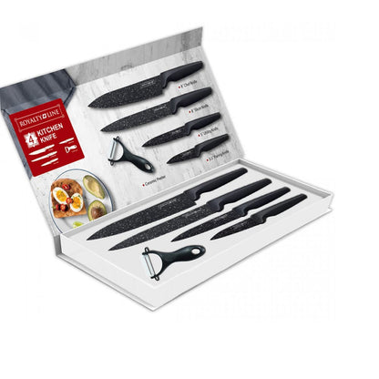 Knivsæt (4 dele + skræller) Royalty Line m/marmorbelægning