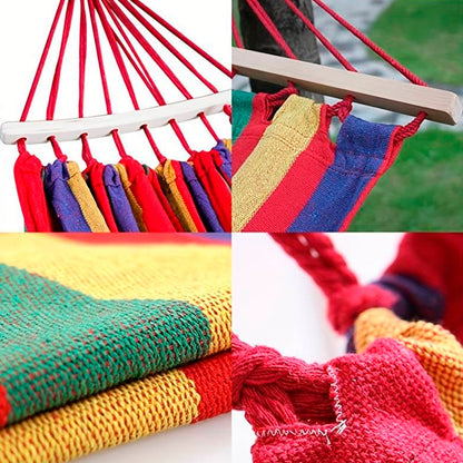 Luksuriøs Hængekøje - Rød stribet Camping Hammock