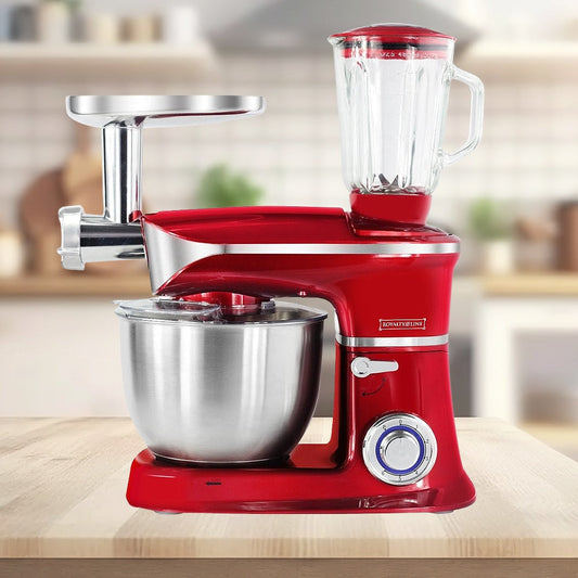 Køkkenmaskine 3-i-1 1900 watt Rød, Sort eller Sølv (blender, kødhakker og røremaskine)