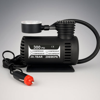 Kraftfuld 300 PSI (20,7 bar)12 volt kompressor – perfekt til bil, cykel, bold mv.