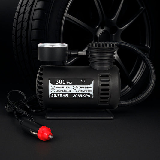 Kraftfuld 300 PSI (20,7 bar)12 volt kompressor – perfekt til bil, cykel, bold mv.