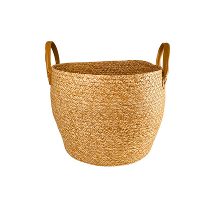 Fletkurve 3 stk. i søgræs med kunstlæder håndtag (diameter 31, 28 og 25 cm)