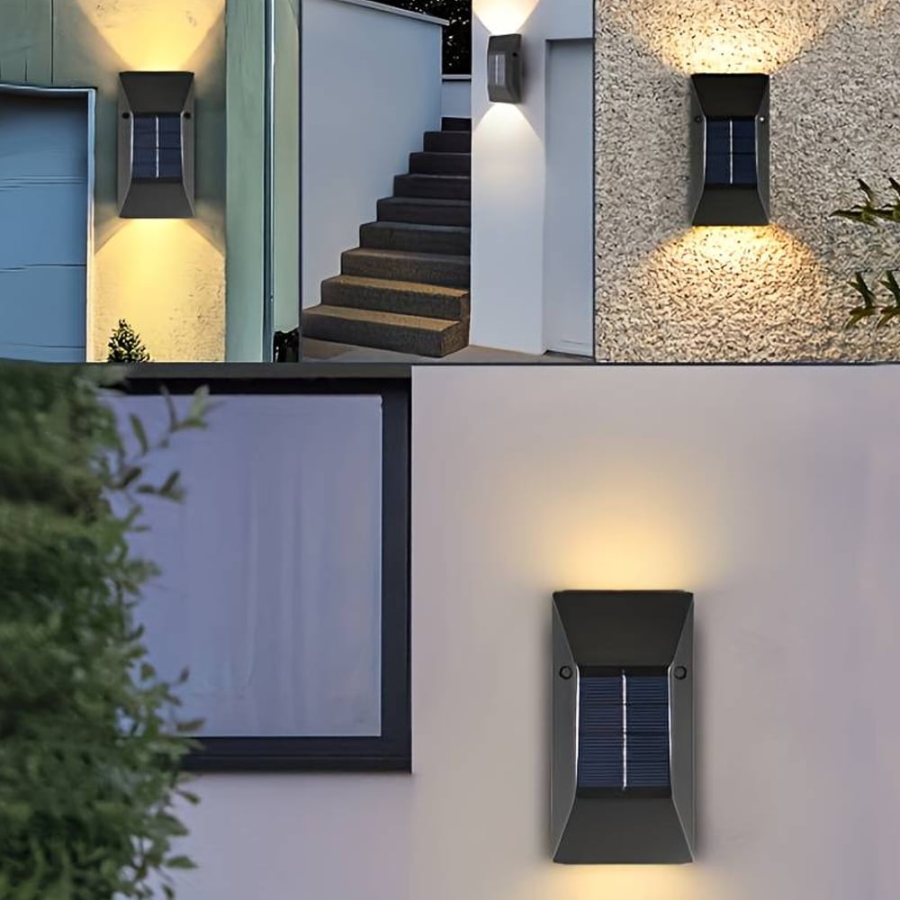 LED-solcelle Væglampe (up- downlight), 2 stk. sort