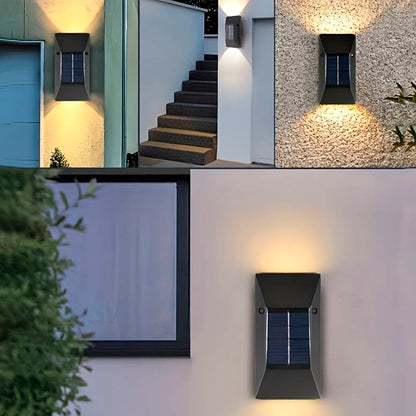 LED-solcelle Væglampe (up- downlight), 2 stk. sort