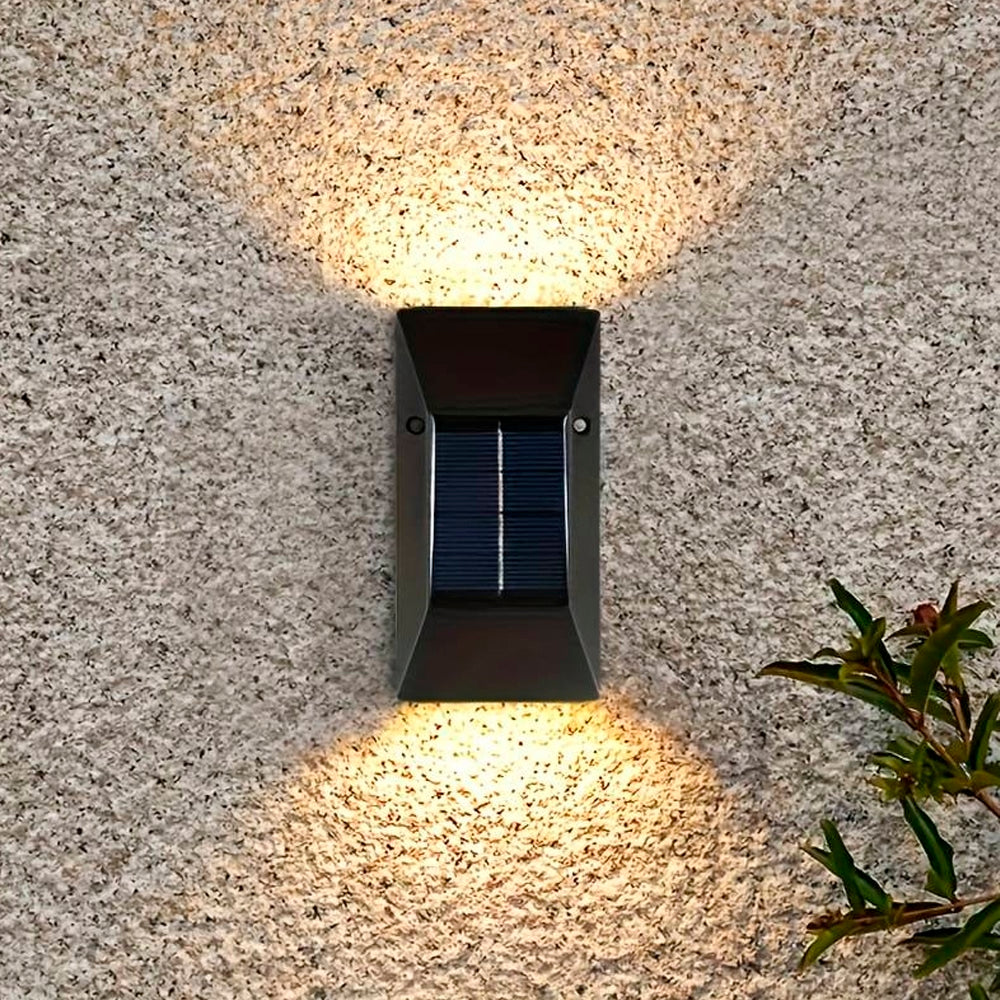 LED-solcelle Væglampe (up- downlight), 2 stk. sort