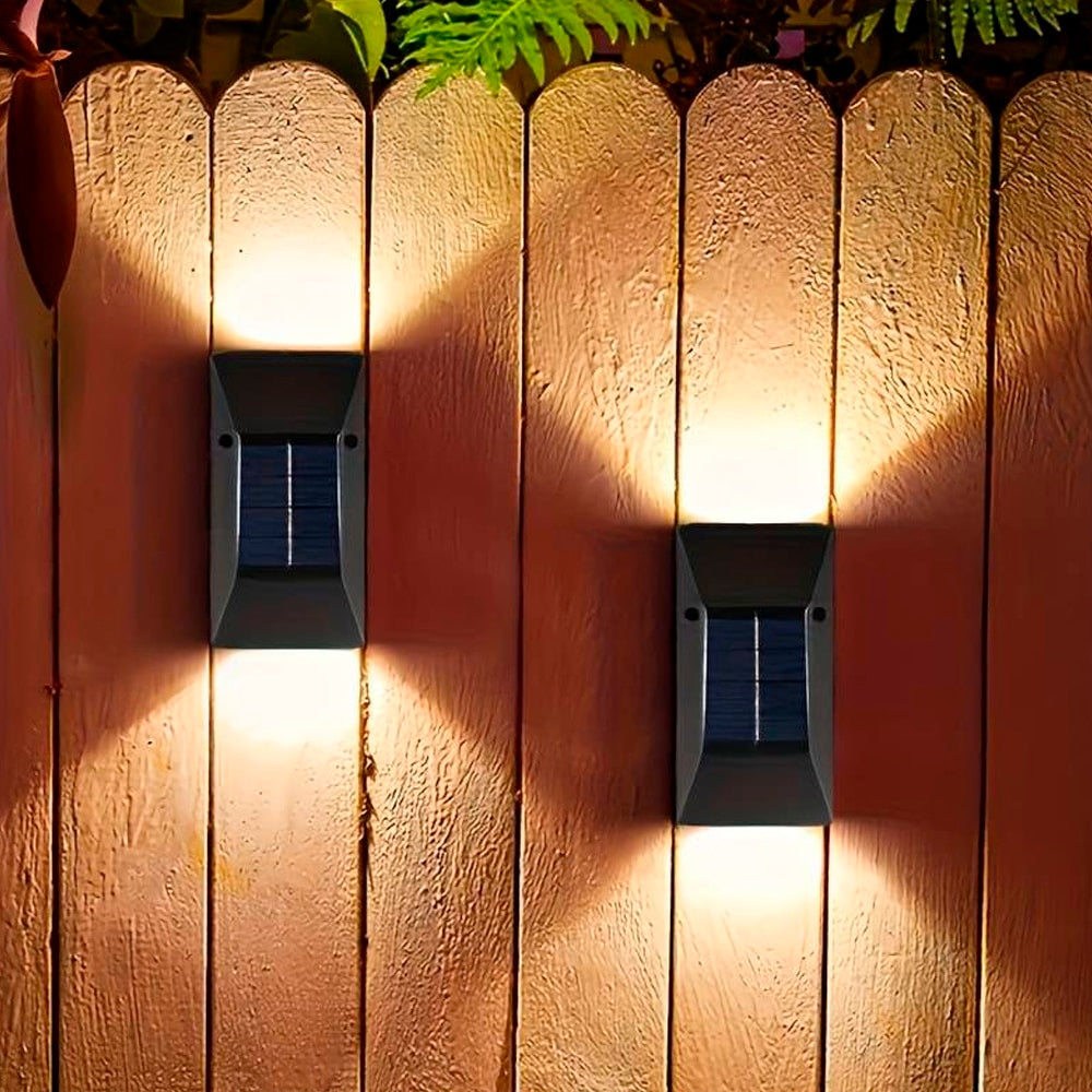 LED-solcelle Væglampe (up- downlight), 2 stk. sort