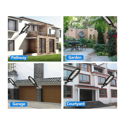 LED Gadebelysning 80W - 168LED m/PIR (infrarød bevægelsessensor) inkl. fjernbetjening - solcelledrevet lys -