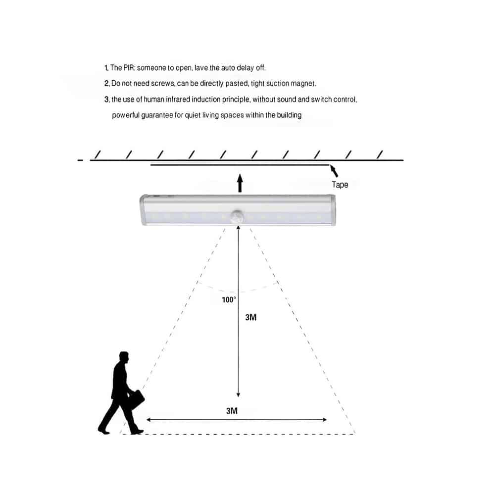 LED skabslampe m/sensor - varm hvid - 200 Lumen