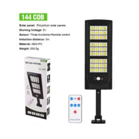 LED Gadelampe m/PIR (infrarød bevægelsessensor) til væg - solcelledrevet, fjernbetjent gadelys