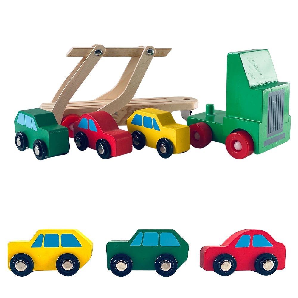 Biltransporter i træ med 3 biler