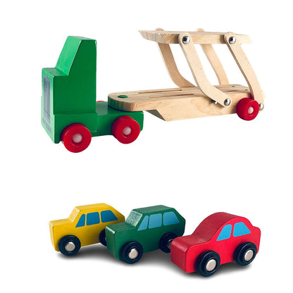 Biltransporter i træ med 3 biler