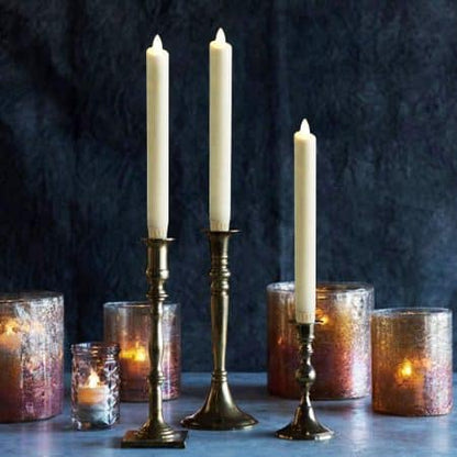 LED kronelys stearin - 2 stk. - 22,2 cm - m/3D flamme - (flere farver)