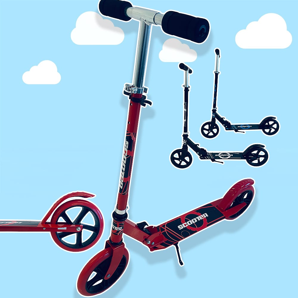 Løbehjul med store hjul & bagbremse – foldbart (fås i flere farver)