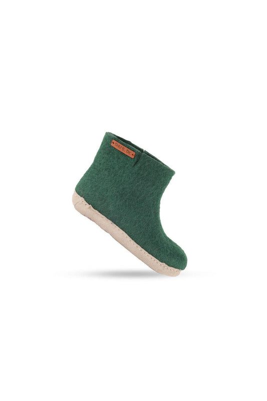 Uldstøvle Børn (100% ren uld) - Model Grøn m/sål i skind - Dansk Design fra SHUS