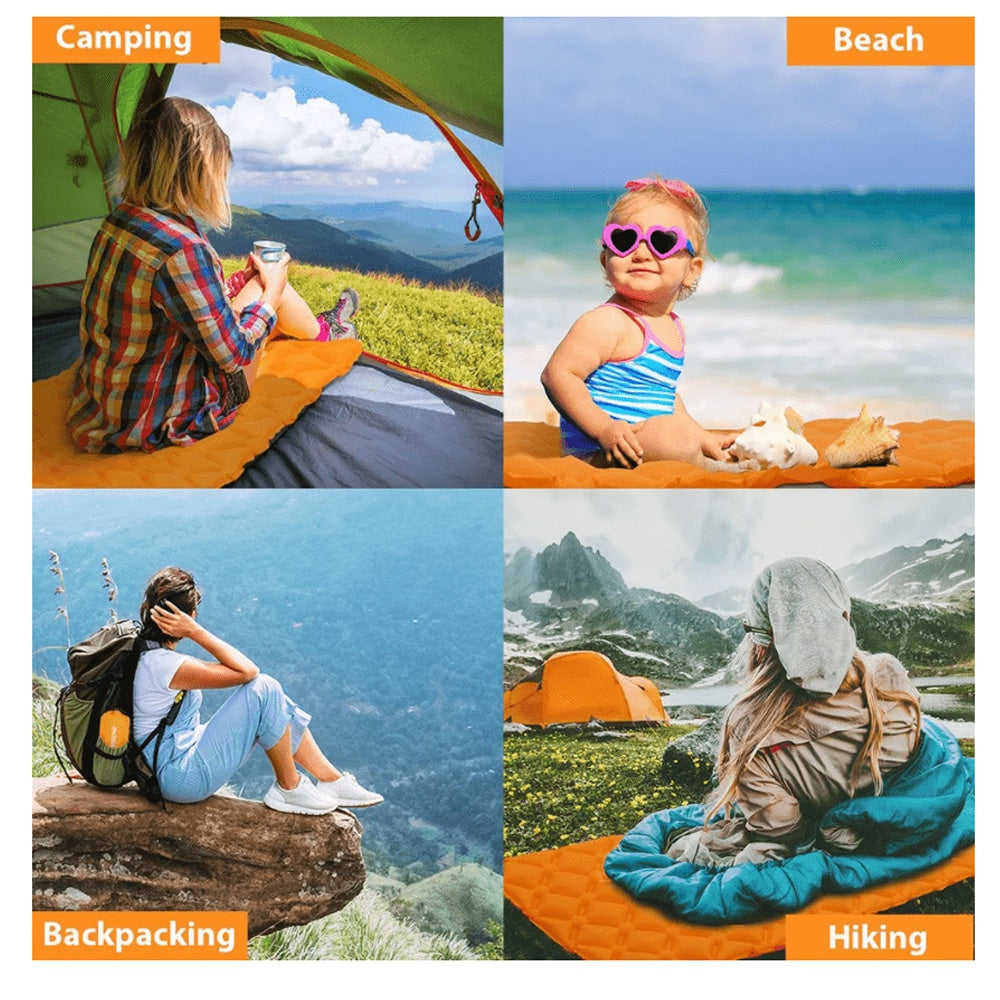 Ultralet oppusteligt liggeunderlag m/pude 190 x 58 cm.