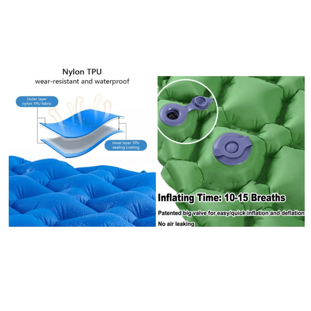 Ultralet oppusteligt liggeunderlag m/pude 190 x 58 cm.