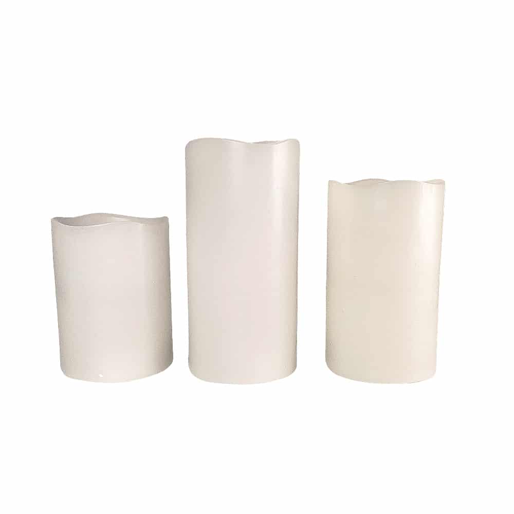 LED stearinlys - 3 stk. - 15/12/10 cm - m/fjernbetjening - 12 forskellige farver