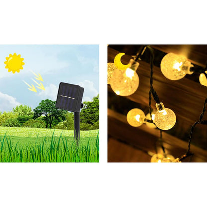 Lyskæde m/30 kugler - oplades via solcellepanel for opladning
