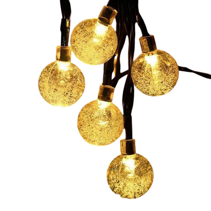 Solcelle lyskæde m/kuglelys - 5M-20 LED / 7M-50 LED / 12M-100 LED