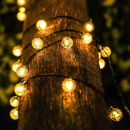 Solcelle lyskæde m/kuglelys - 5M-20 LED / 7M-50 LED / 12M-100 LED