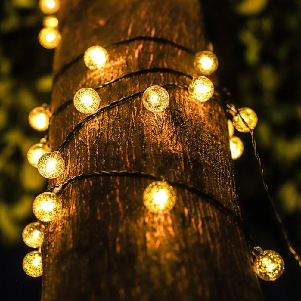 Solcelle lyskæde m/kuglelys - 5M-20 LED / 7M-50 LED / 12M-100 LED