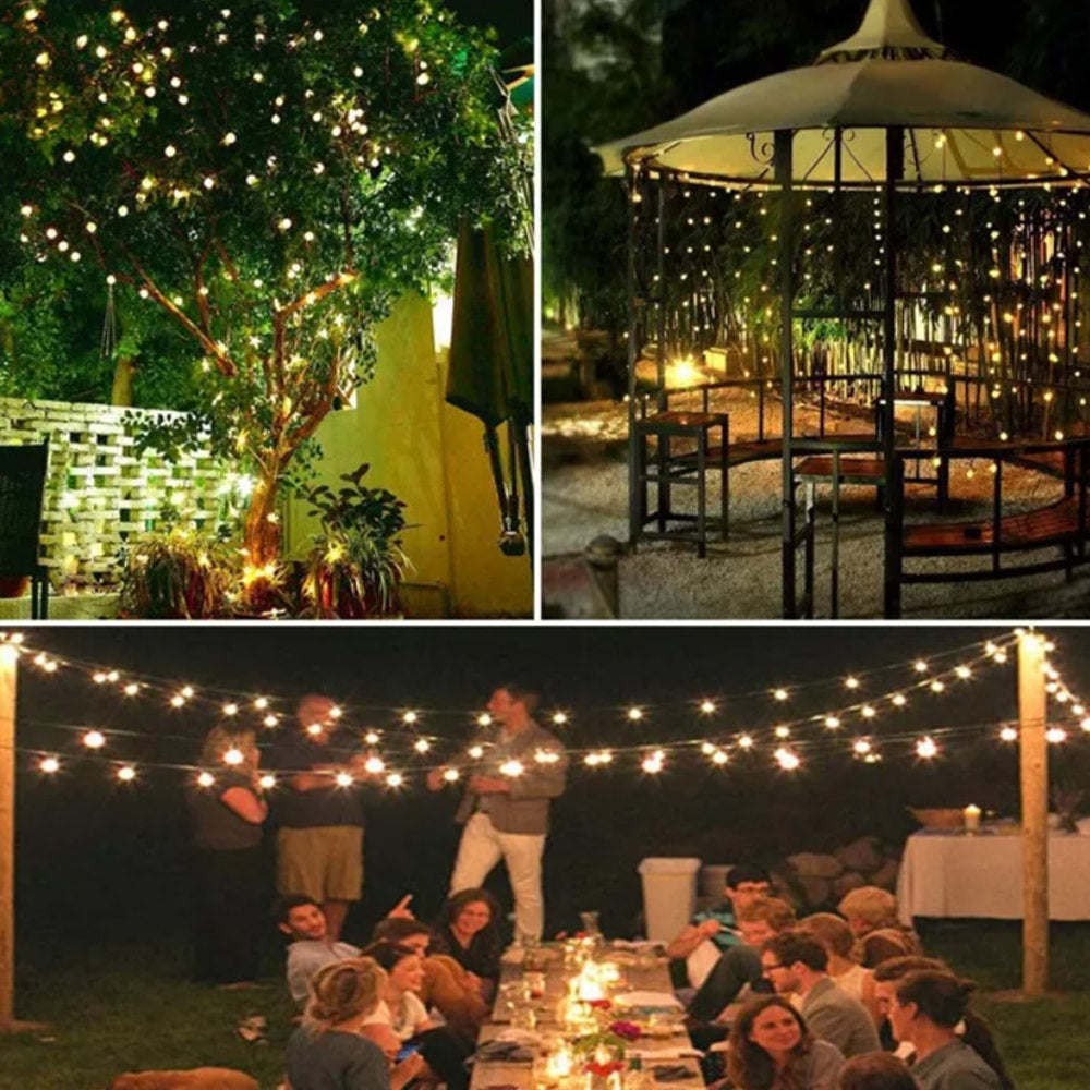 Solcelle lyskæde m/kuglelys - 5M-20 LED / 7M-50 LED / 12M-100 LED
