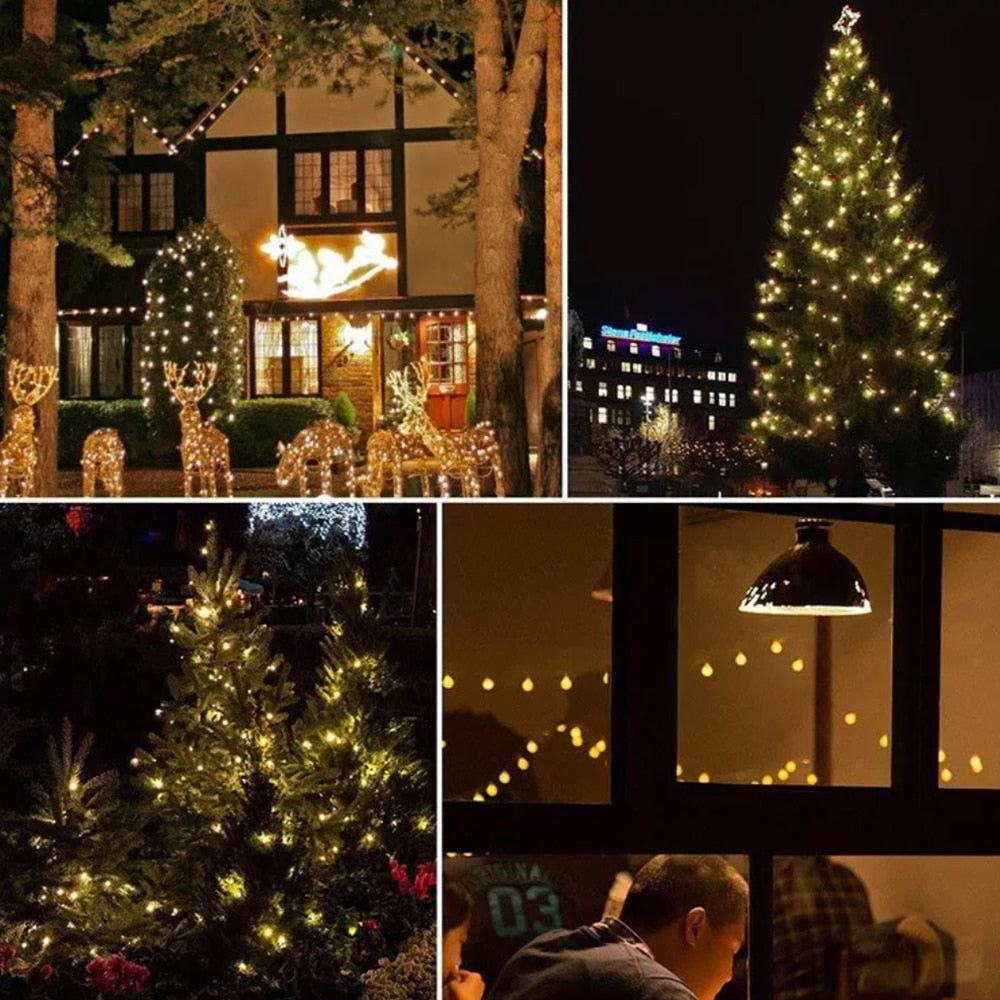 Solcelle lyskæde m/kuglelys - 5M-20 LED / 7M-50 LED / 12M-100 LED