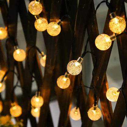 Solcelle lyskæde m/kuglelys - 5M-20 LED / 7M-50 LED / 12M-100 LED