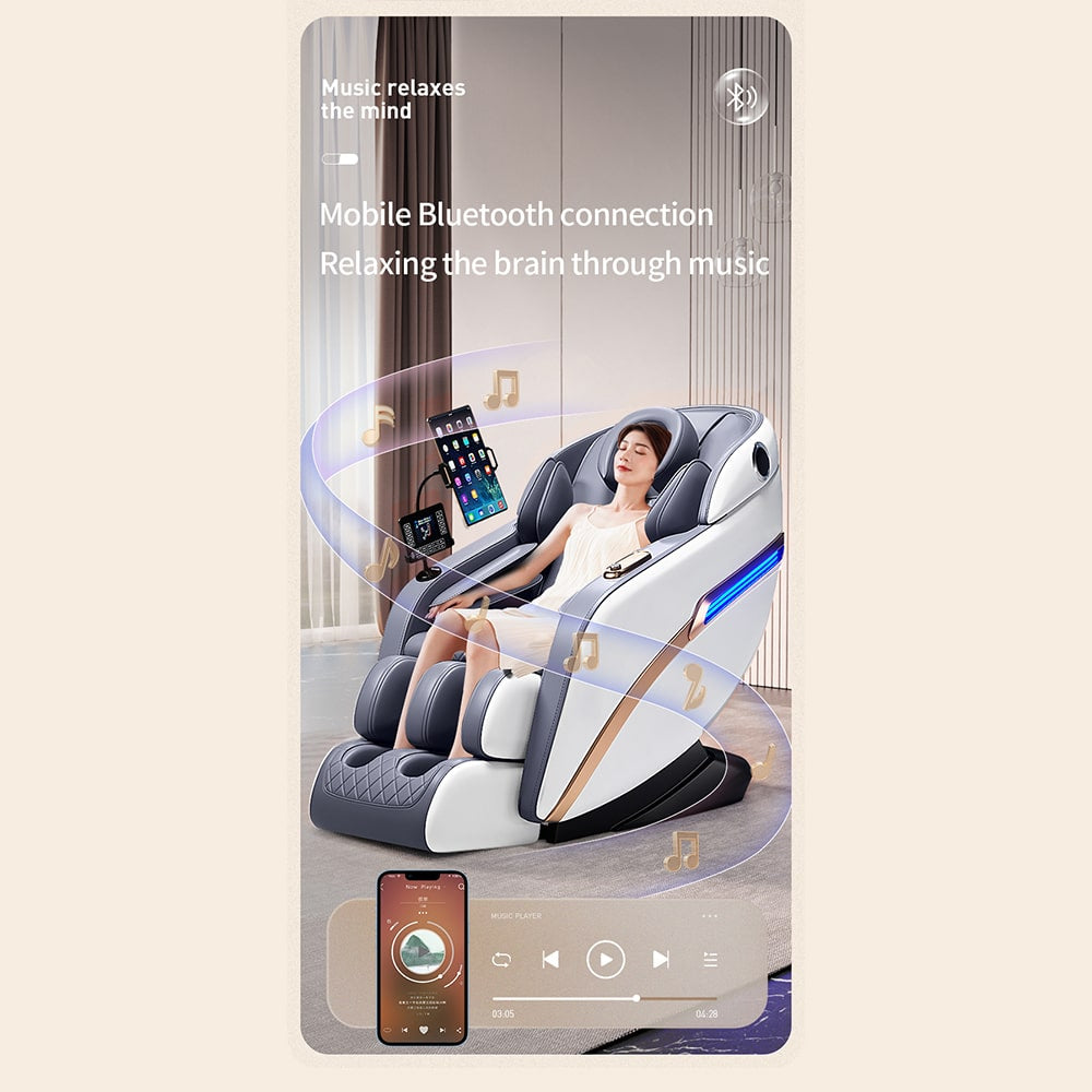 Massagestol 4D Pro+ Sort med Varmeterapi og Stemmekontrol - Model M9 Sort