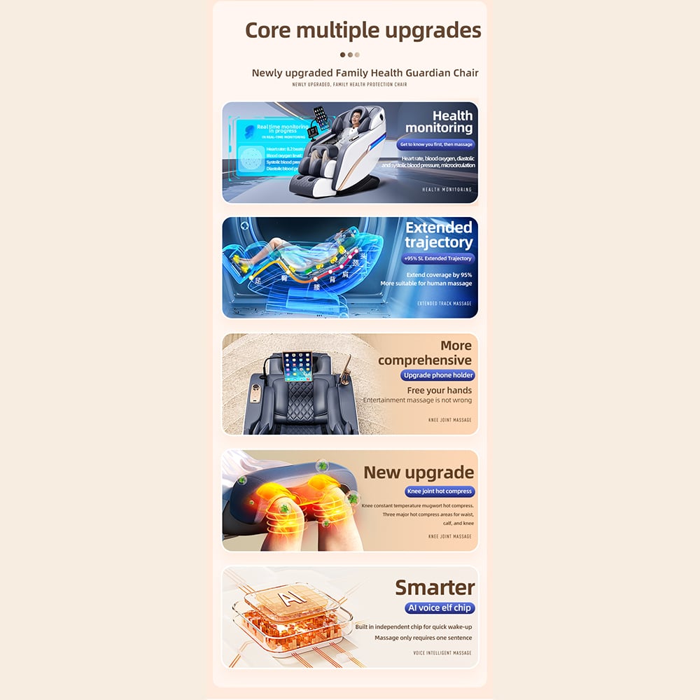 Massagestol 4D Pro+ Sort med Varmeterapi og Stemmekontrol - Model M9 Sort