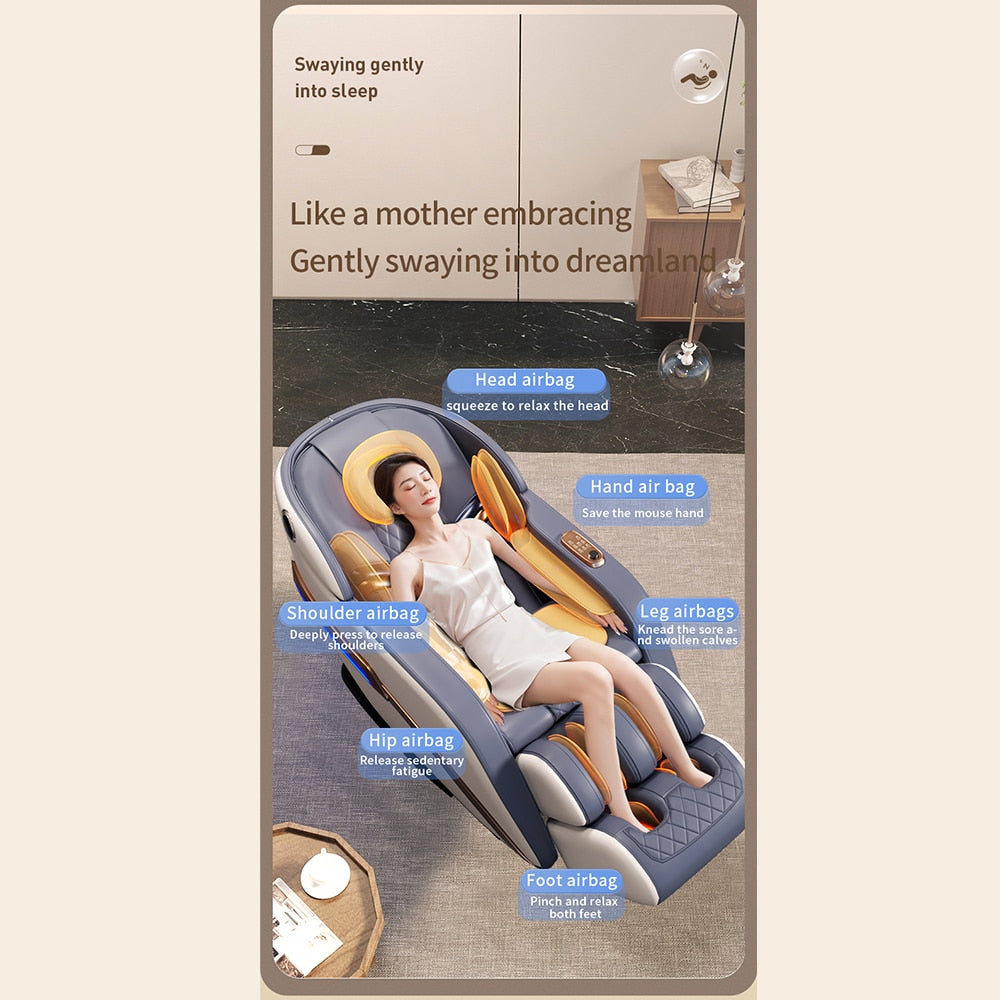 Massagestol 4D Pro+ Hvid med Varmeterapi og Stemmekontrol - Model M9 Hvid