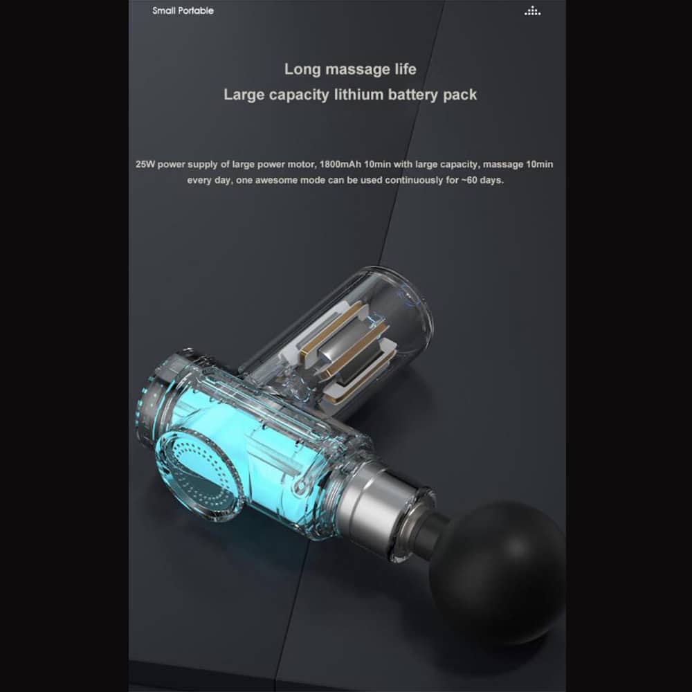 Massagepistol m/6 programmer og 4 Massagehoveder